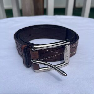 Michael Kors Women’s Dark Brown Leather Belt Contrast Stitching Size M